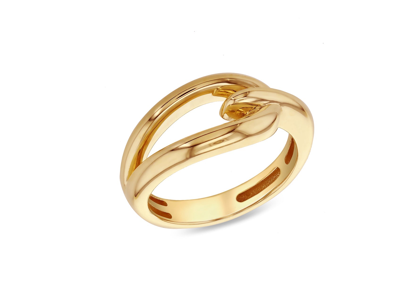 9K Yellow Gold Open Link Ring Stylish Contemporary Jewelry For Women