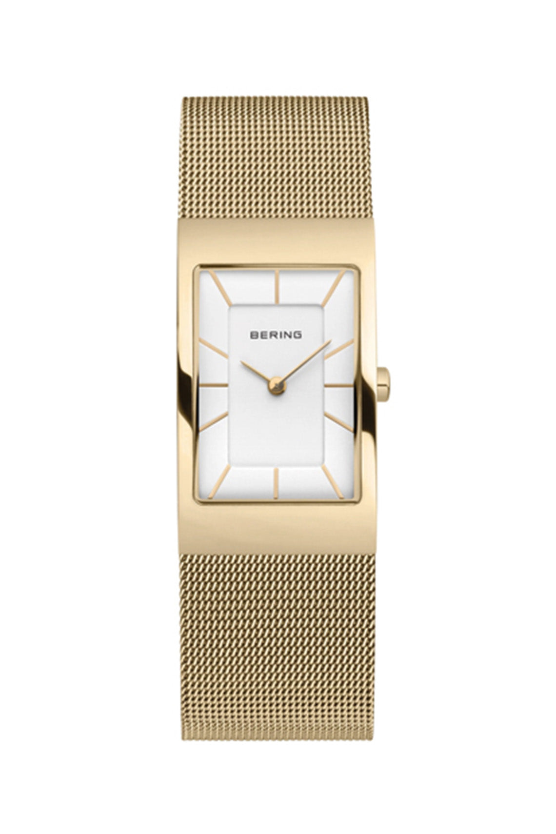 Bering Classic 38mm Polished Gold Gold Dial Stainless Steel Mesh Strap Watch