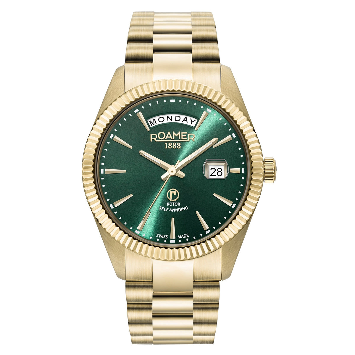 Roamer Primeline Daydate II Gold Bracelet Watch