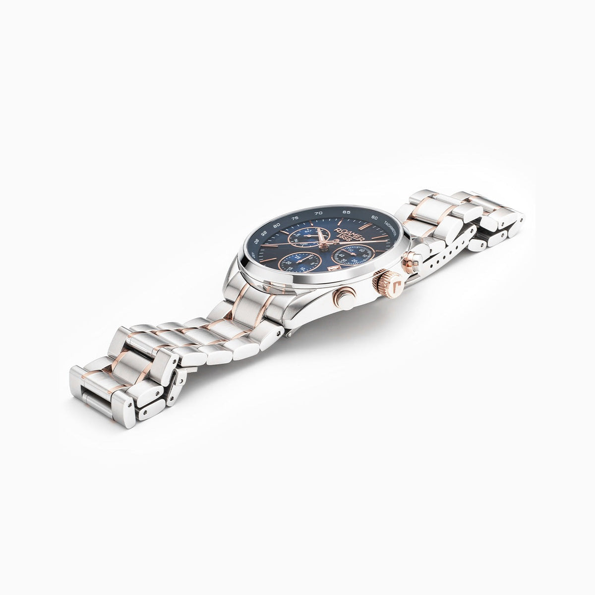 Roamer Pro Chrono 43.5mm Blue Dial Two Tone Stainless Steel Strap Watch, alternate view