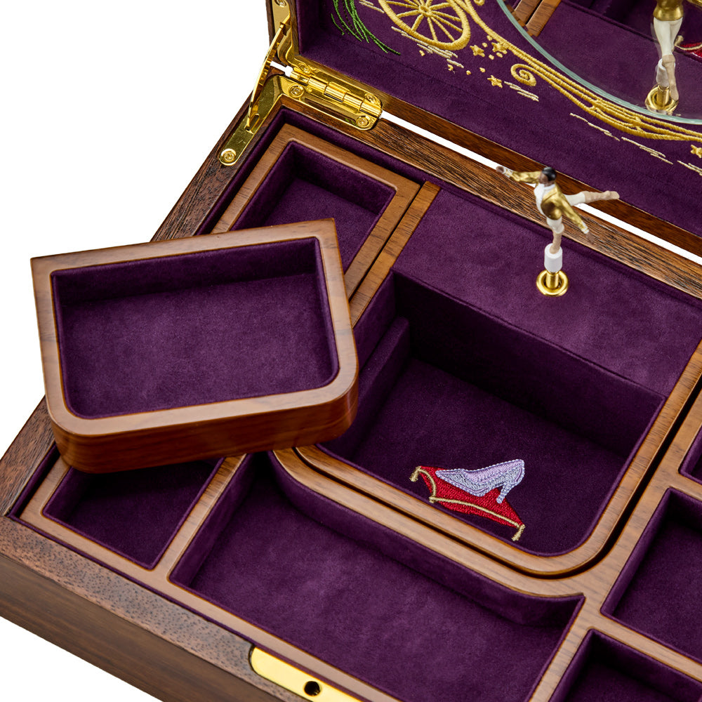 Wolf Ballet Musical Jewellery Box - Cinderella Walnut Wood