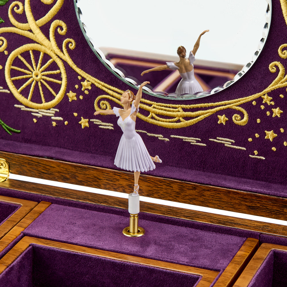 Wolf Ballet Musical Jewellery Box - Cinderella Walnut Wood