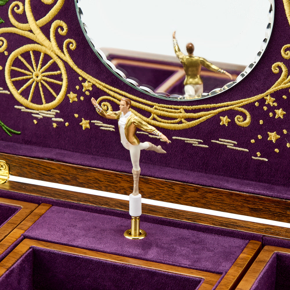 Wolf Ballet Musical Jewellery Box - Cinderella Walnut Wood