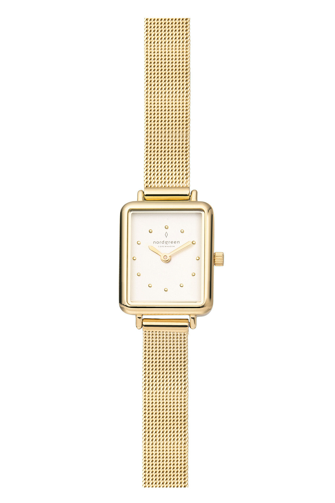 Nordgreen Allure 20mm x 30mm White Dial Gold Mesh Watch
