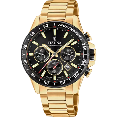 Festina Timeless Chronograph Black Dial Stainless Steel 316L Strap Men's F20634/5