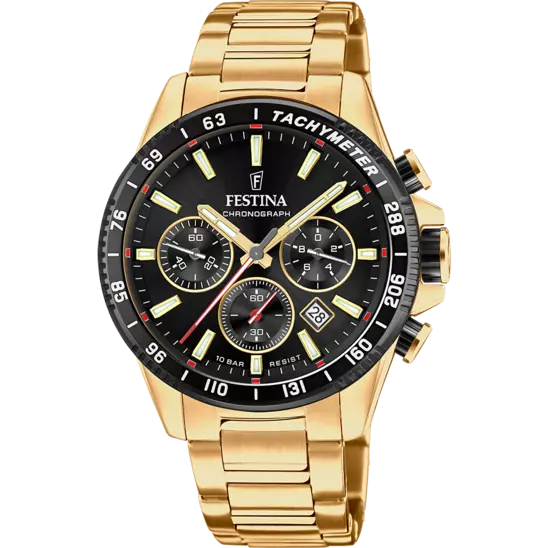 Festina Timeless Chronograph Black Dial Stainless Steel 316L Strap Men's F20634/5