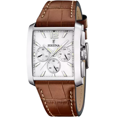 Festina Men's Premium Timepiece with Silver Dial and Brown Leather Strap - F20636/1
