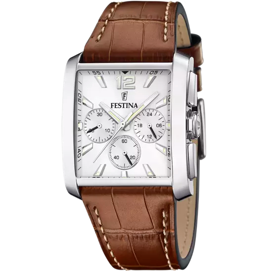 Festina Men's Premium Timepiece with Silver Dial and Brown Leather Strap - F20636/1