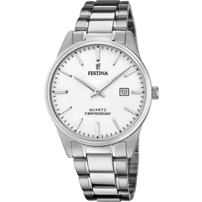 Elegant Festina F20511/2 Men's Classic Silver Steel Watch