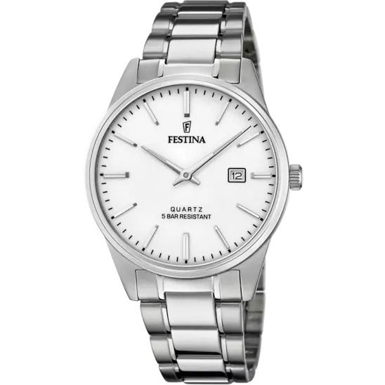 Elegant Festina F20511/2 Men's Classic Silver Steel Watch