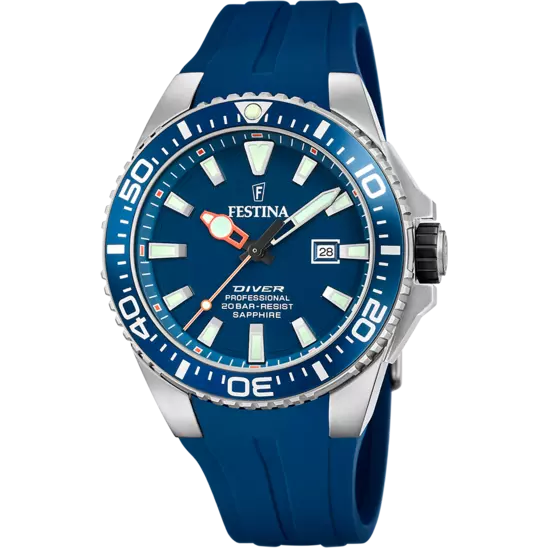 Festina F20664/1 Men's Watch with Sapphire Glass and Durable Blue Rubber Strap