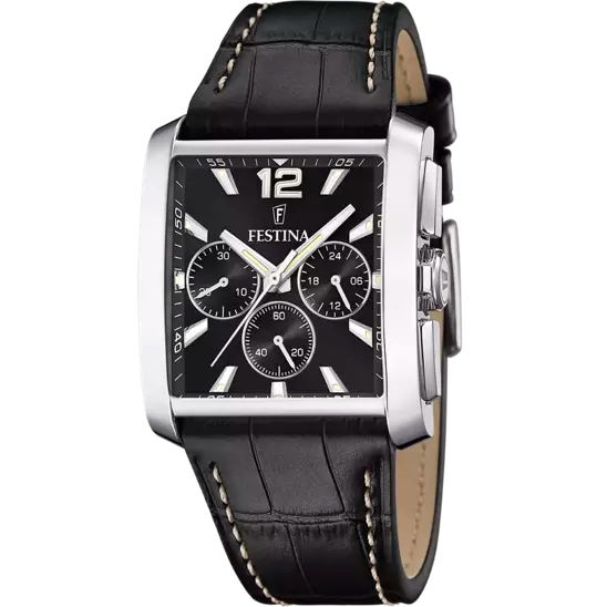 Festina Men's Sophisticated Timepiece with Black Dial and Leather Strap F20636/4