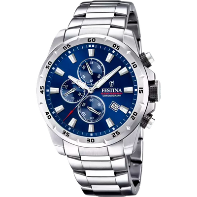 Festina Men's Chronograph Timepiece F20463/2 with Timeless Blue Dial and Stainless Steel Design