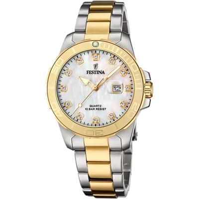 Elegant Festina Women's Timepiece - Stainless Steel Strap with Cream Dial Model F20504/2