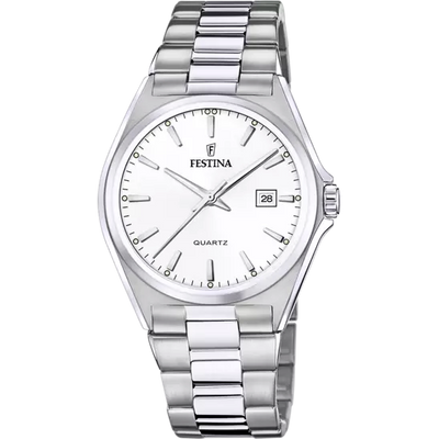 Festina Men's Elegant and Durable Classic Watch with White Steel Strap F20552/2