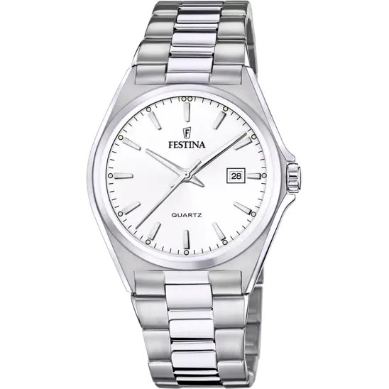 Festina Men's Elegant and Durable Classic Watch with White Steel Strap F20552/2