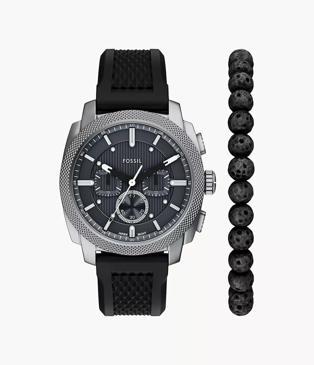 Fossil Machine Chronograph Black Silicone Watch FS6145SET
