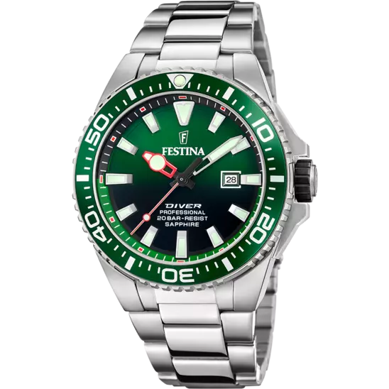Festina Green Dial Stainless Steel Bracelet Men's Watch F20663/2
