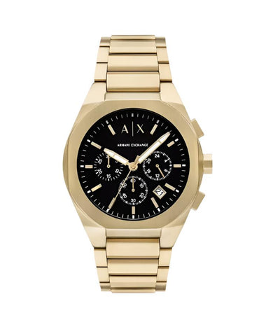 Armani Exchange Gold Chronograph Black Dial Watch AX4180