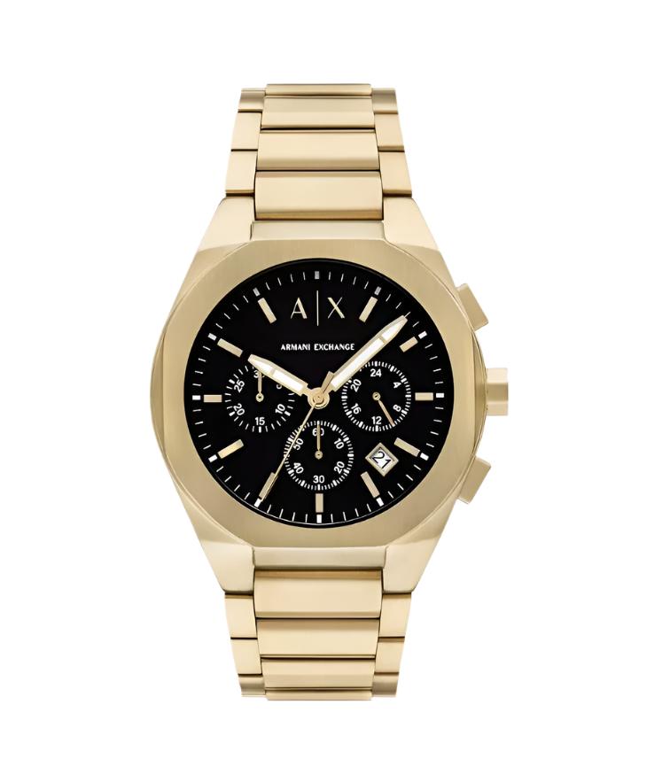 Armani Exchange Gold Chronograph Black Dial Watch AX4180