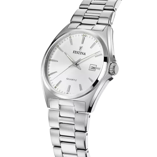 Festina Men's Elegant and Durable Classic Watch with White Steel Strap F20552/2