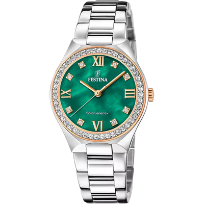 Festina Solar Energy Green Dial Stainless Steel 316L Women's Watch F20658/3