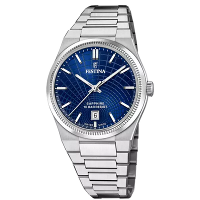 Festina Swiss Made Blue Dial Stainless Steel Bracelet Men's Watch F20051/4