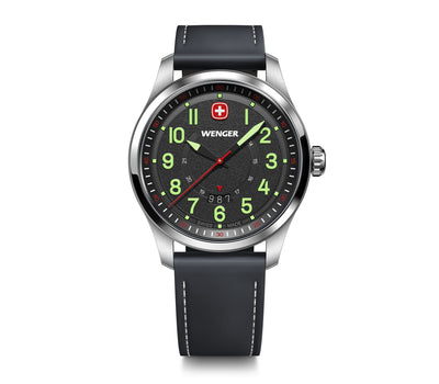 Wenger Terragraph 43 mm Black Dial Leather Watch 01.0541.121