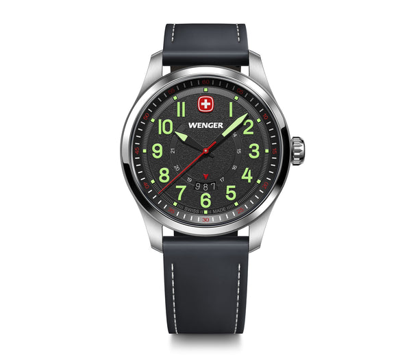 Wenger Terragraph 43 mm Black Dial Leather Watch 01.0541.121