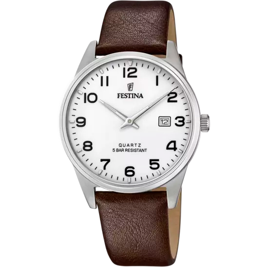 Festina F20512/1 Men's Elegance and Functionality White Leather Strap Watch