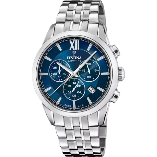 Festina Swiss Made Blue Dial Stainless Steel Bracelet Men's Watch F20040/2
