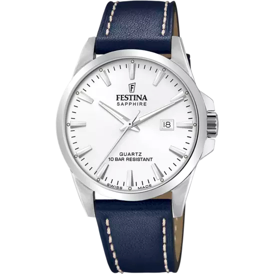 Festina Silver Dial Blue Leather Strap Men's Watch F20025/2