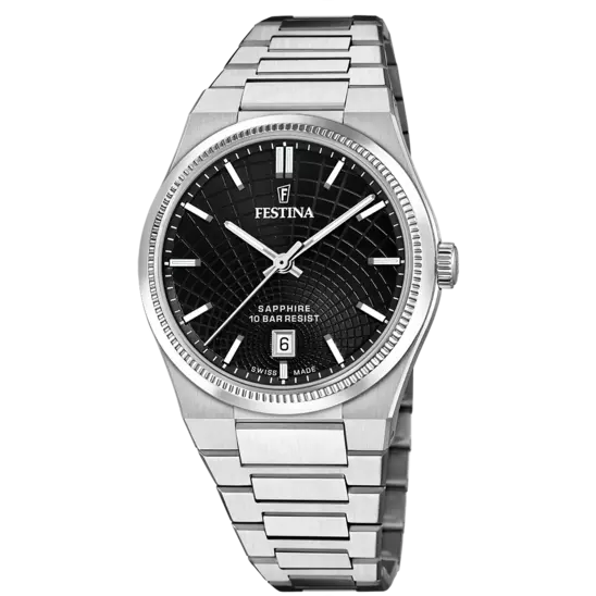 Festina Swiss Made Black Dial Stainless Steel Bracelet Men's Watch F20051/6