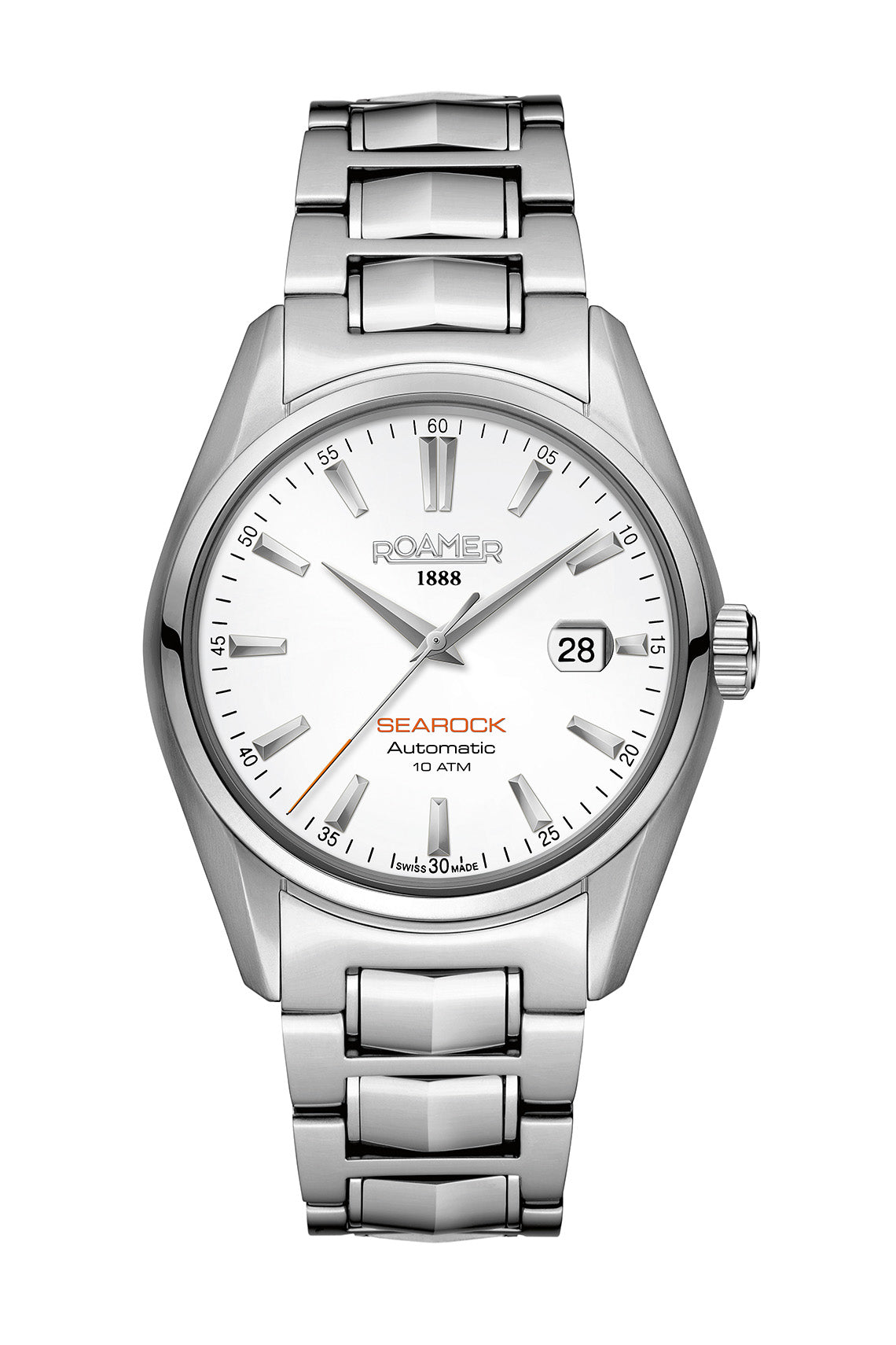 Roamer Searock 42mm White Dial Stainless Steel Strap Watch