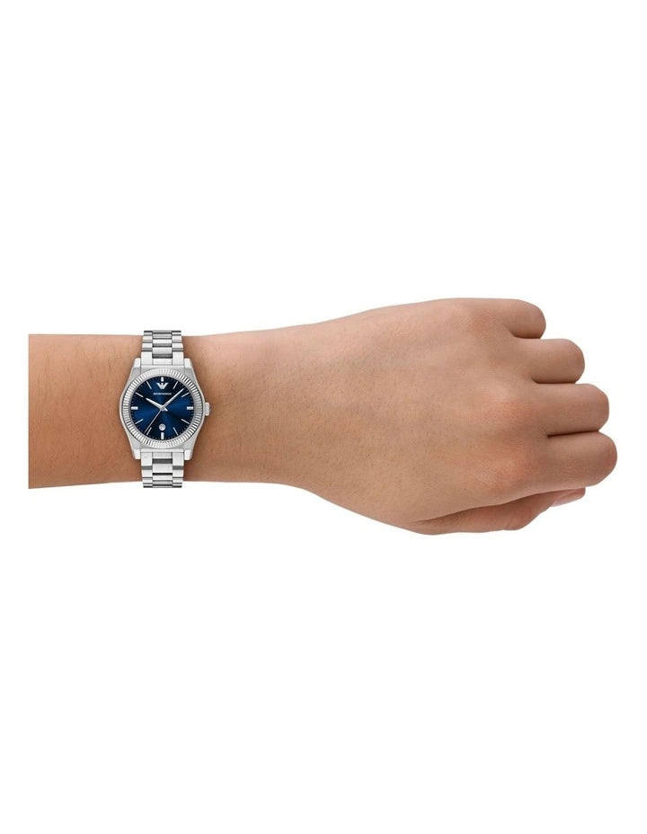 Emporio Armani Blue Dial Silver Stainless Steel Watch AR11717