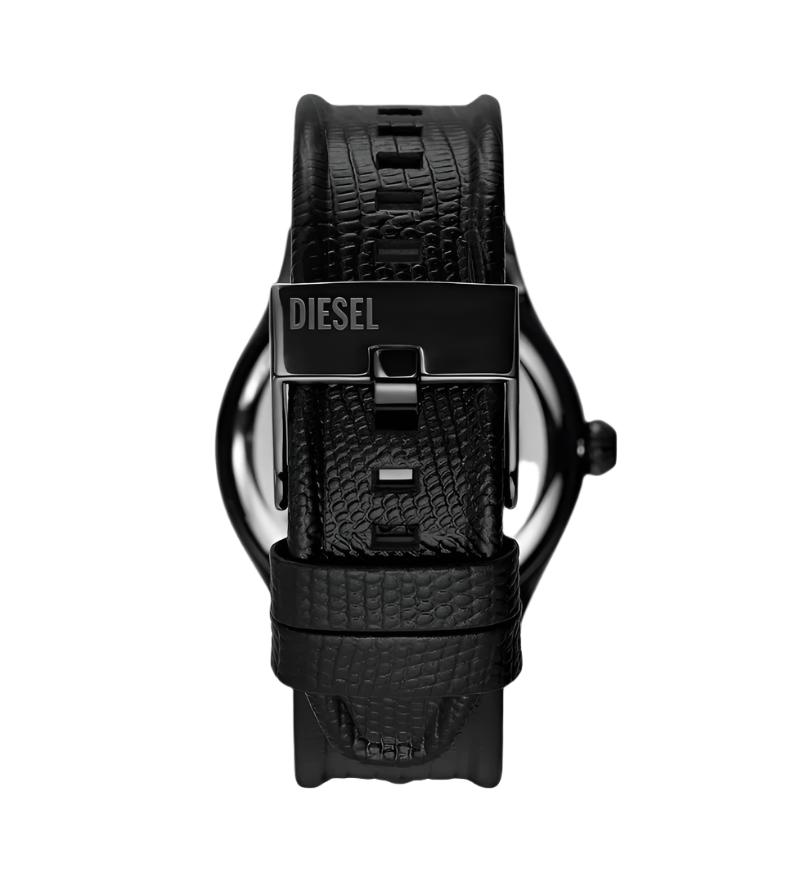 Diesel Vert Three-Hand Black Leather Strap Watch DZ2193