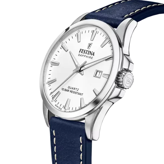 Festina Silver Dial Blue Leather Strap Men's Watch F20025/2