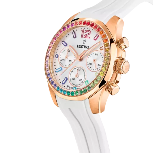 Festina Rainbow Silver Dial White Rubber Strap Women's Watch F20611/2