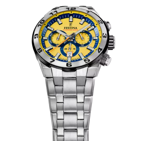 Festina Chrono Bike Yellow Dial Stainless Steel Strap Men's Watch F20670/4