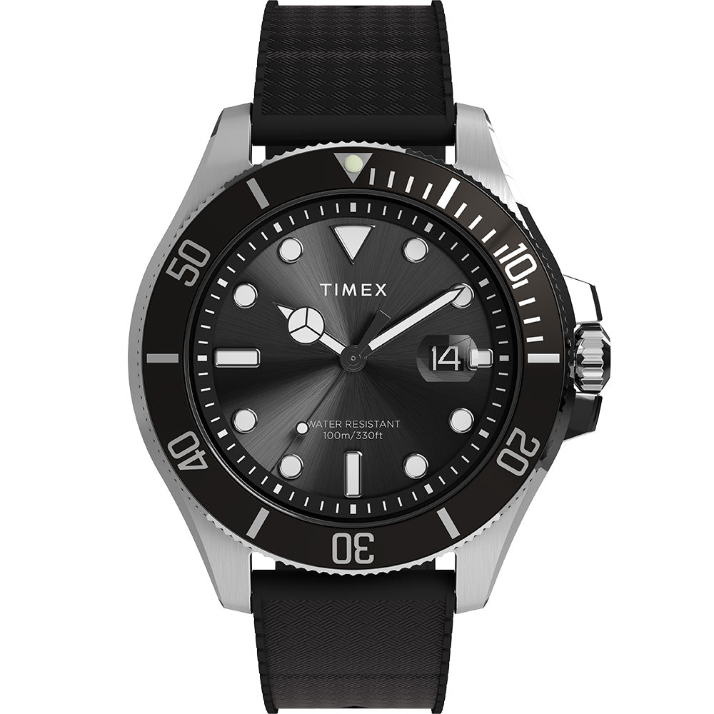 Timex Harborside Black Rubber Band Mens Watch TW2Y09200