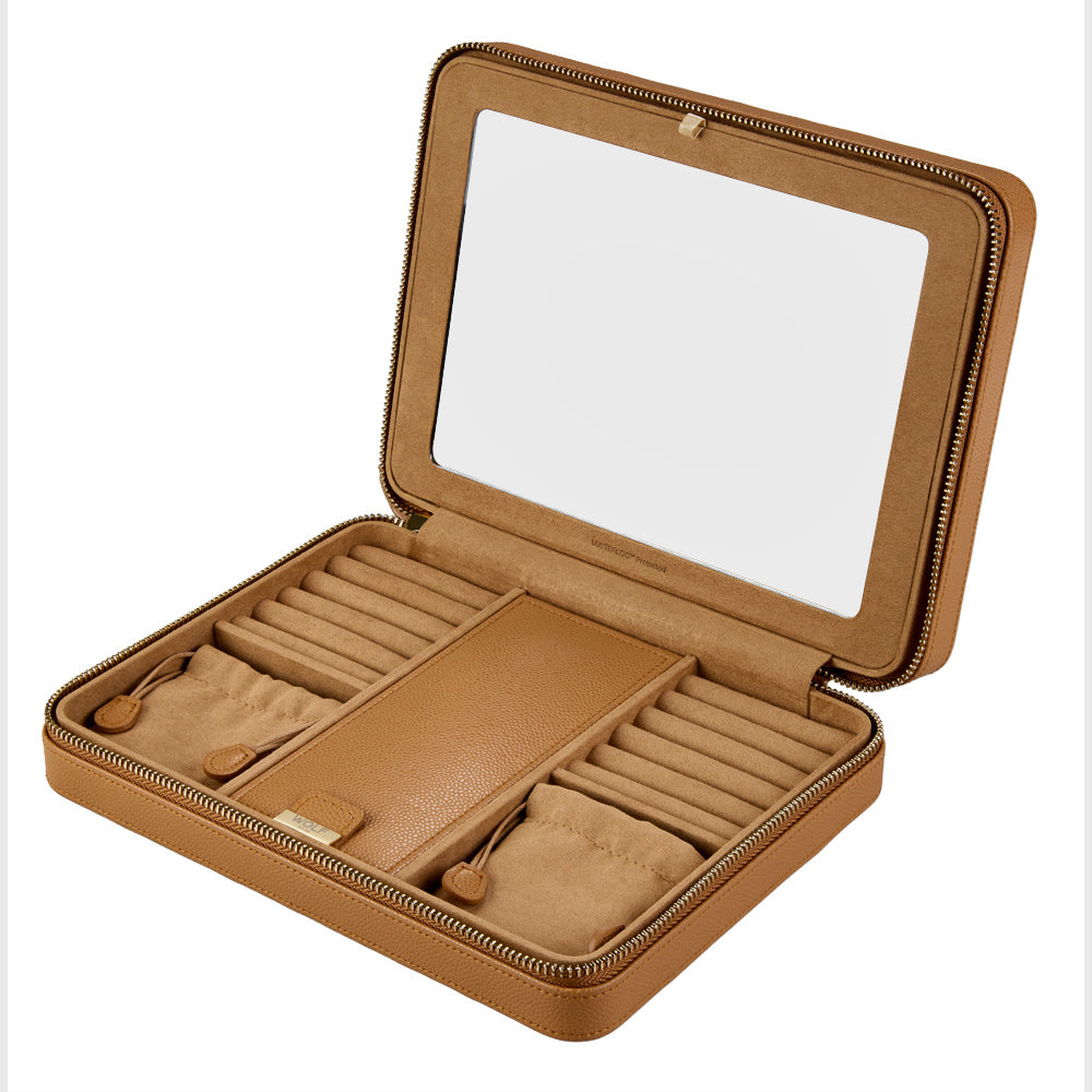 Wolf Lauren Large Zip Case in caramel recycled vegan leather