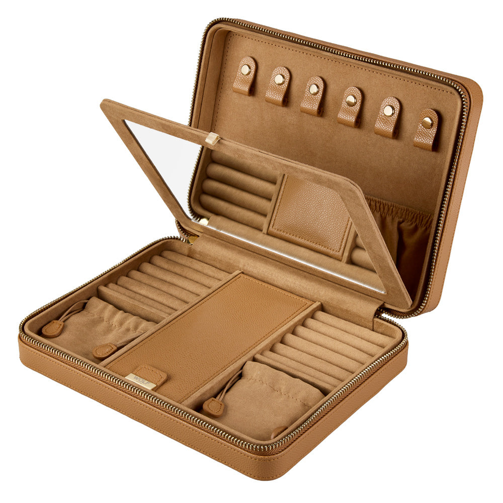 Wolf Lauren Large Zip Case in caramel recycled vegan leather — view 3