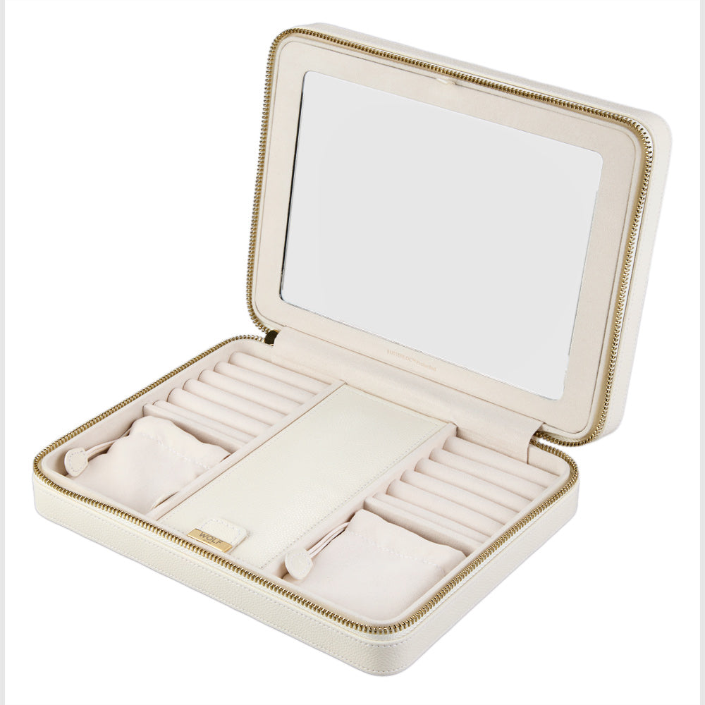 Wolf Lauren Large Zip Case in ivory recycled vegan leather