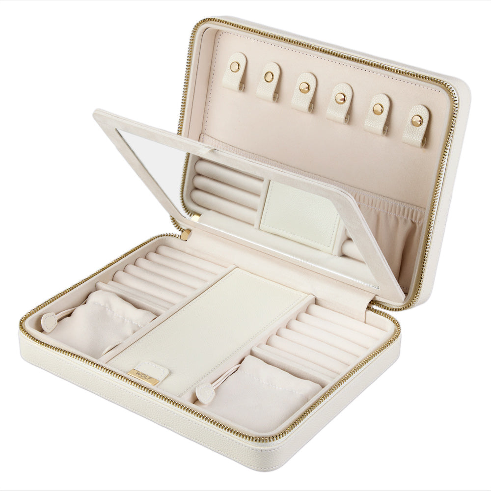 Wolf Lauren Large Zip Case in ivory recycled vegan leather — view 3