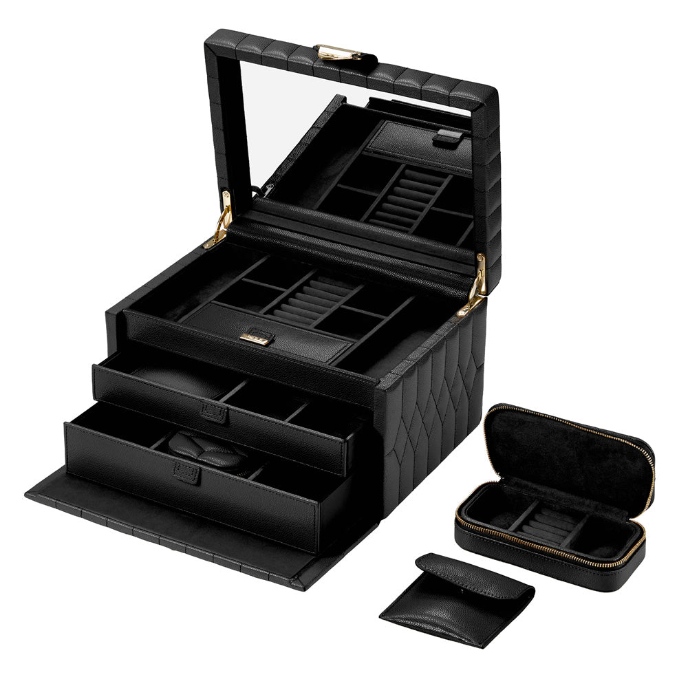 Wolf Lauren Medium Jewellery Box in black recycled vegan leather — view 3