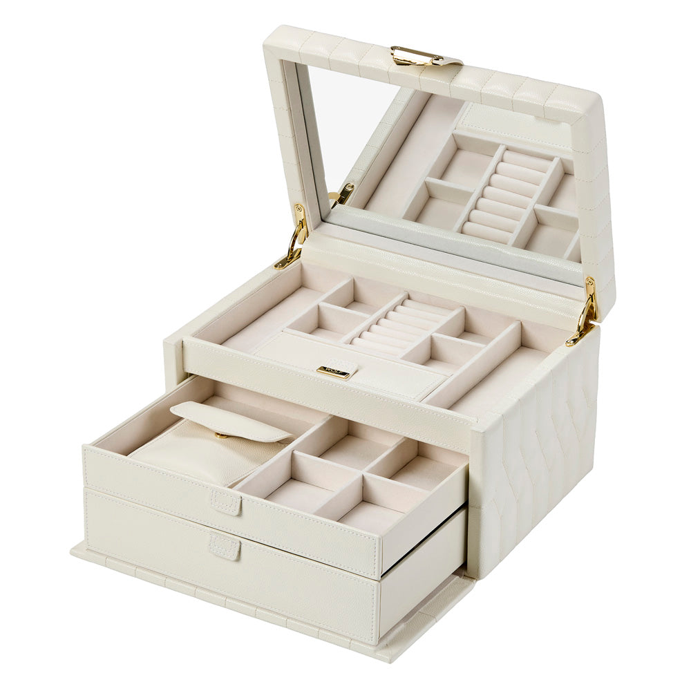 Wolf Lauren Medium Jewellery Box in ivory recycled vegan leather