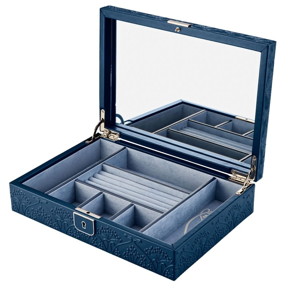 Wolf Liberty Medium Jewellery Box Navy 381117