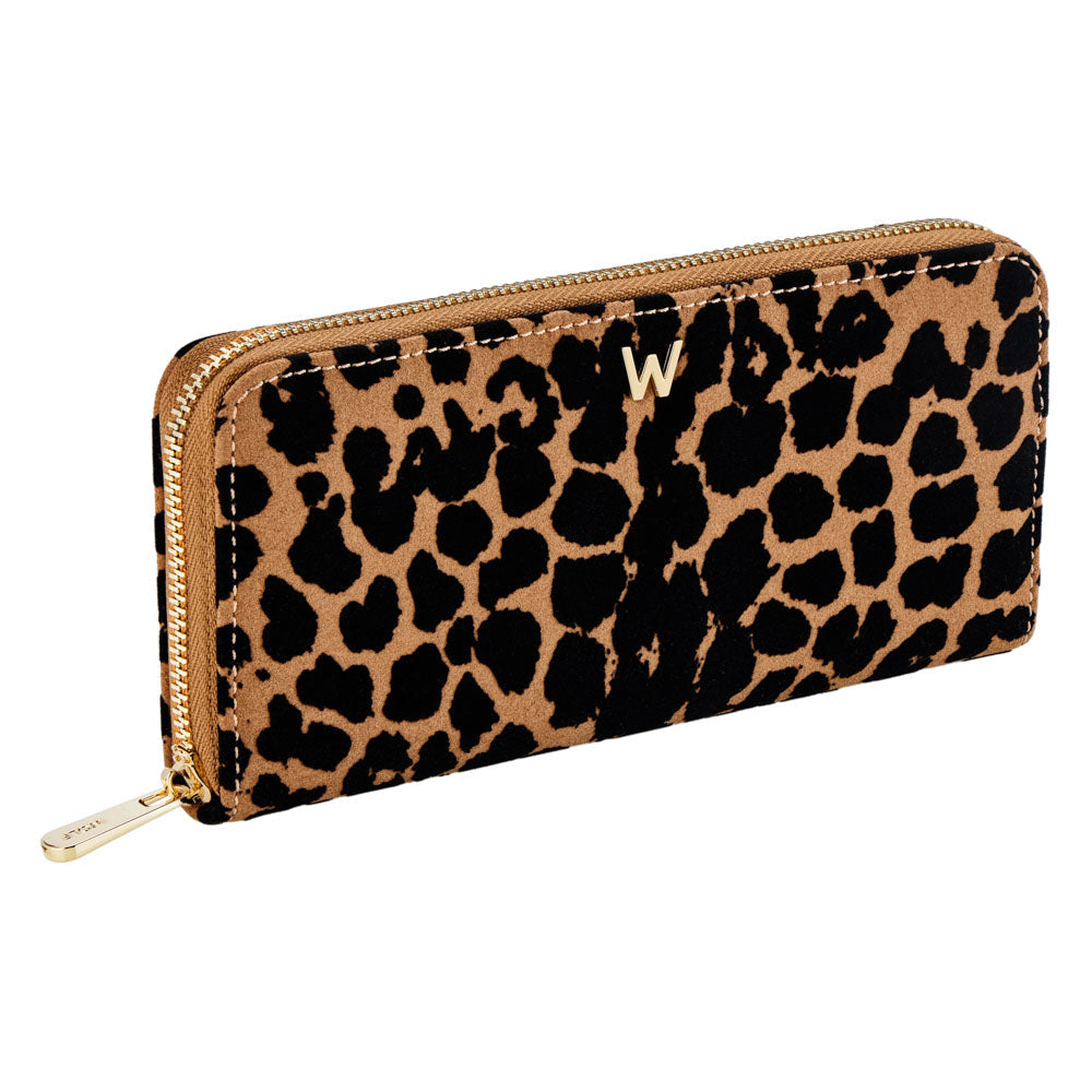 Wolf Savanna Leopard Print Long Zip Wallet