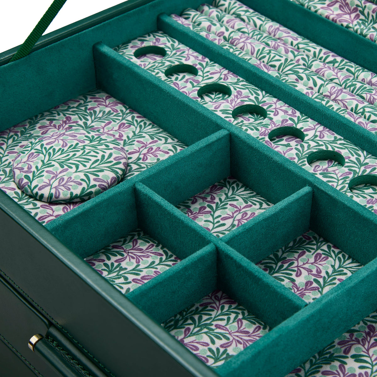Wolf Sophia Jewellery Box with Drawers Forest Green Fruit Botanical