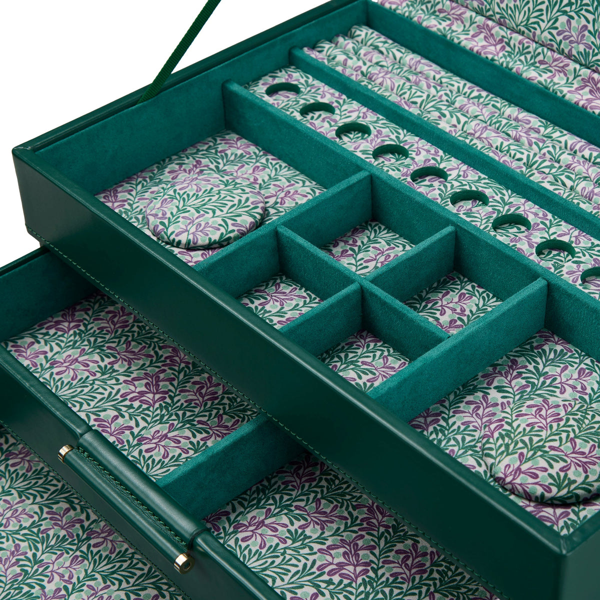 Wolf Sophia Jewellery Box with Drawers Forest Green Fruit Botanical